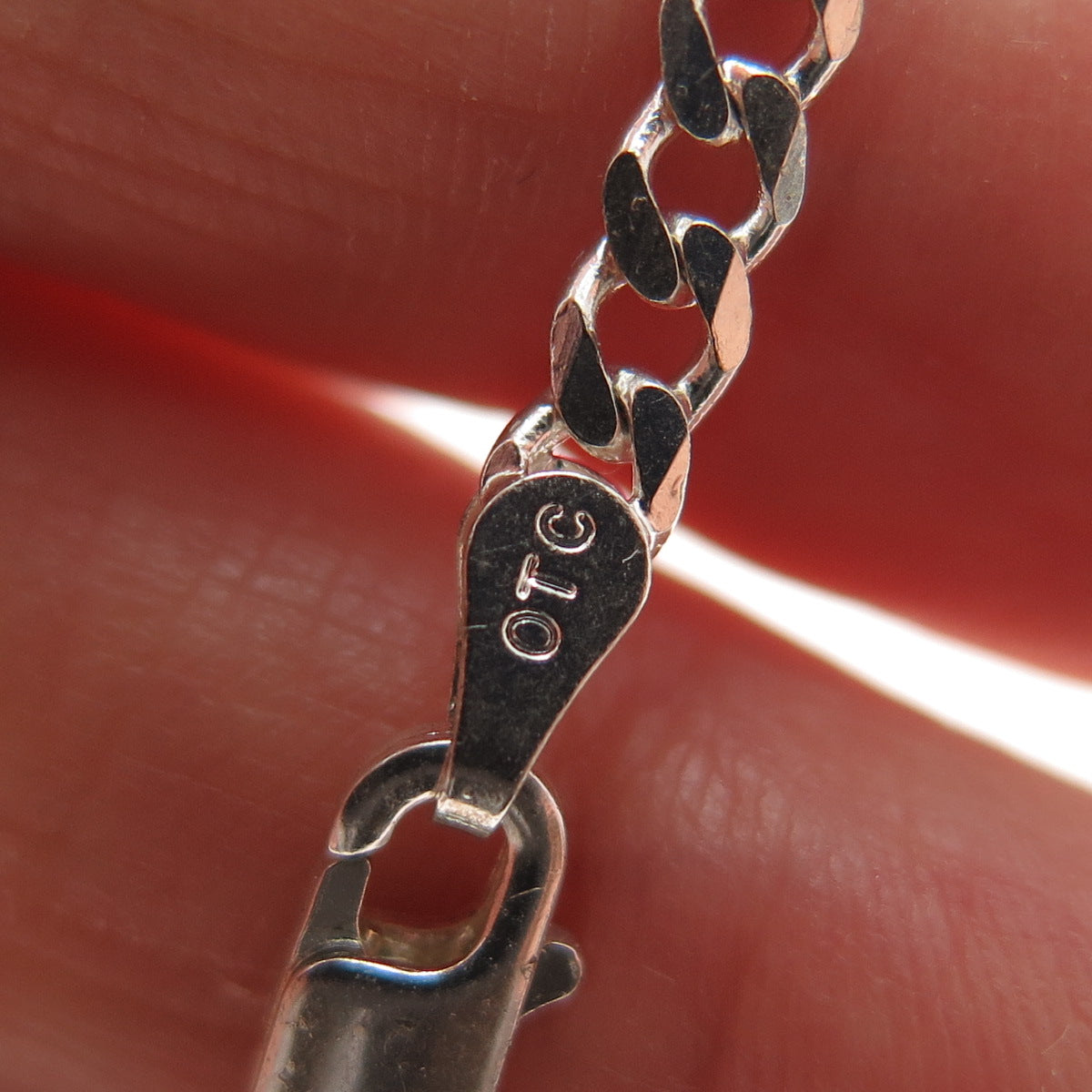 925 Sterling Silver Vintage Italy Curb Link Anklet / Bracelet 9"