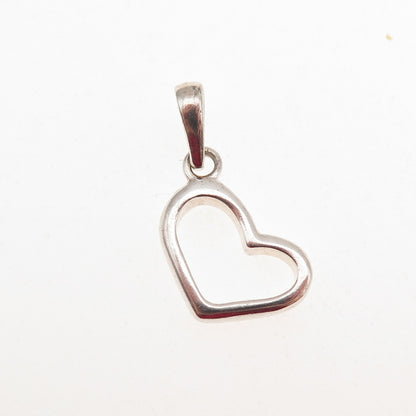 925 Sterling Silver Vintage Open Heart Mini Charm Pendant
