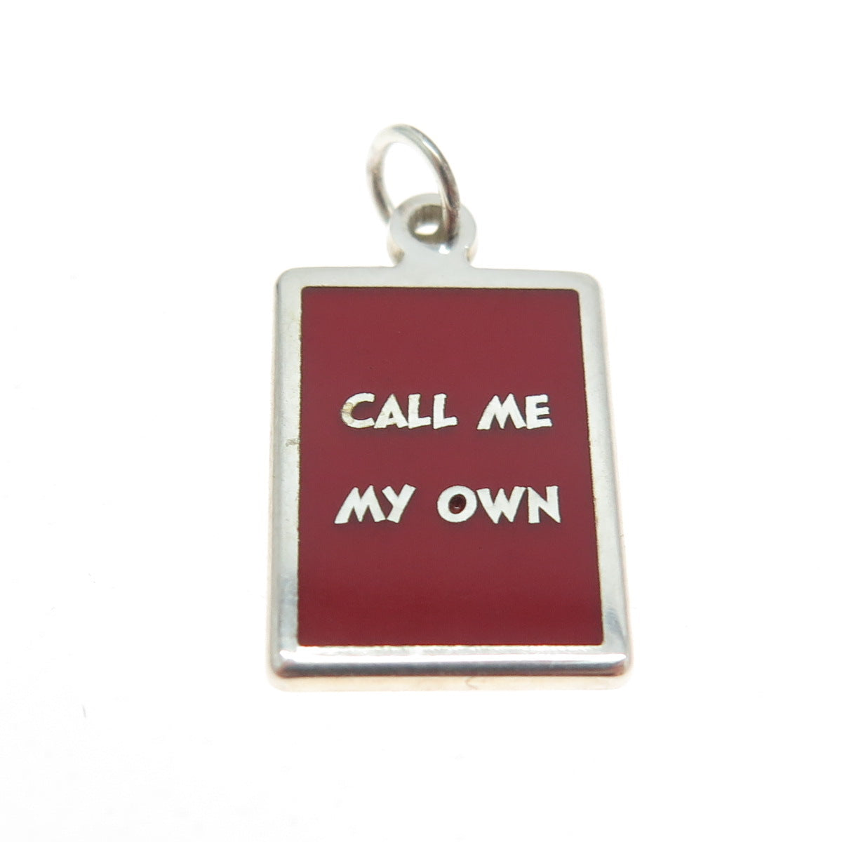 925 Sterling Silver Red Enamel "Call Me My Own" Minimalist Charm Pendant