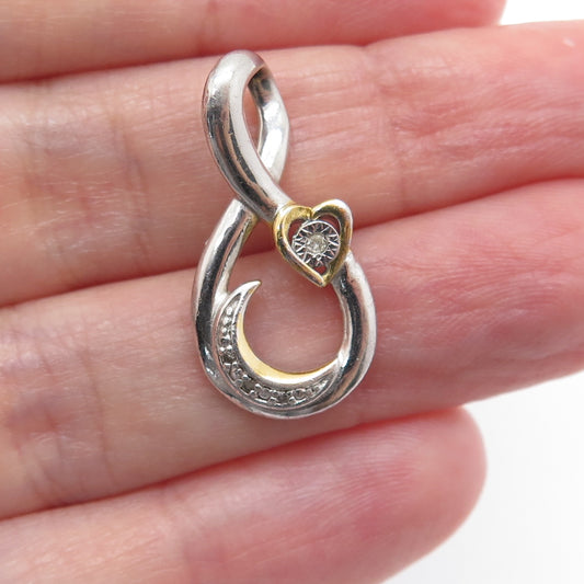 BGE BRADFORD Sterling Silver 2-Tone Real Diamond Granddaughter Infinity Pendant