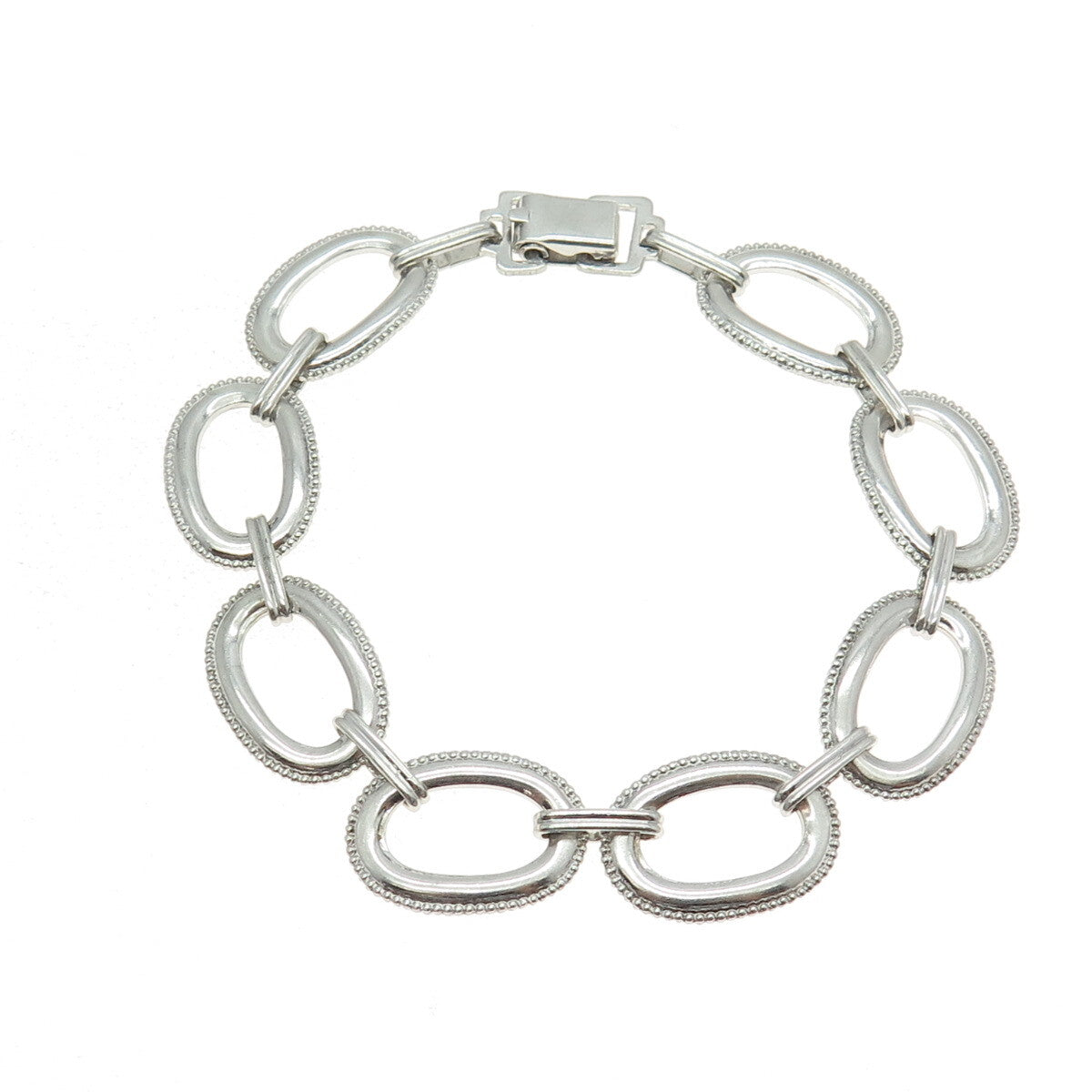 W. E. RICHARDS 925 Sterling Silver Vintage Oval Link Bracelet 7"