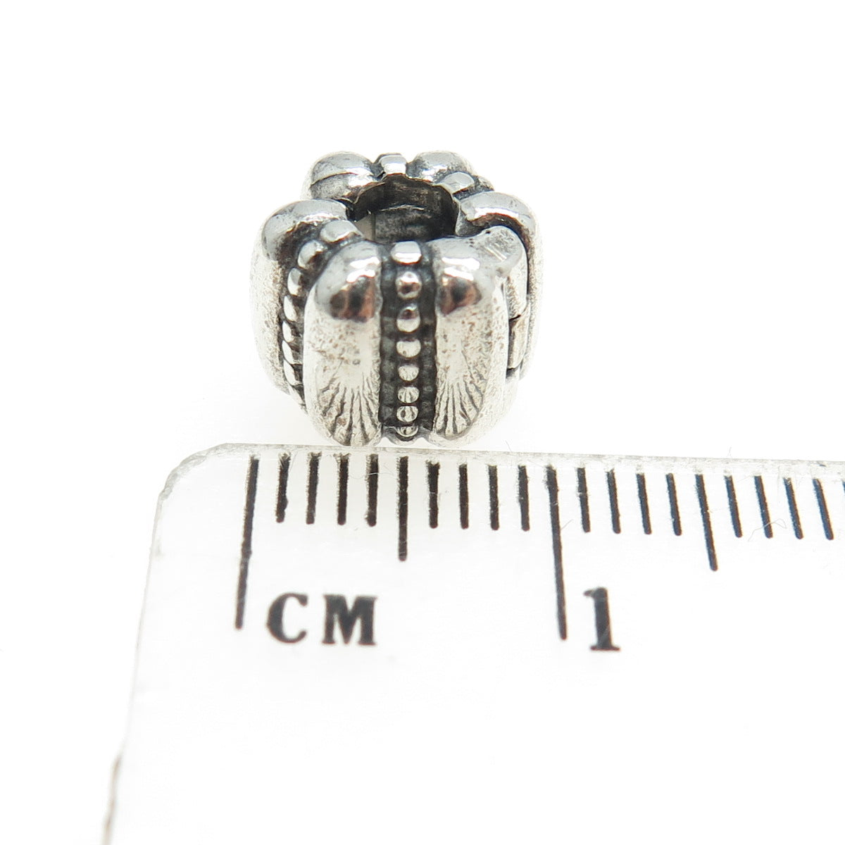 PANDORA 925 Sterling Silver Ridges Barrel Clip Charm