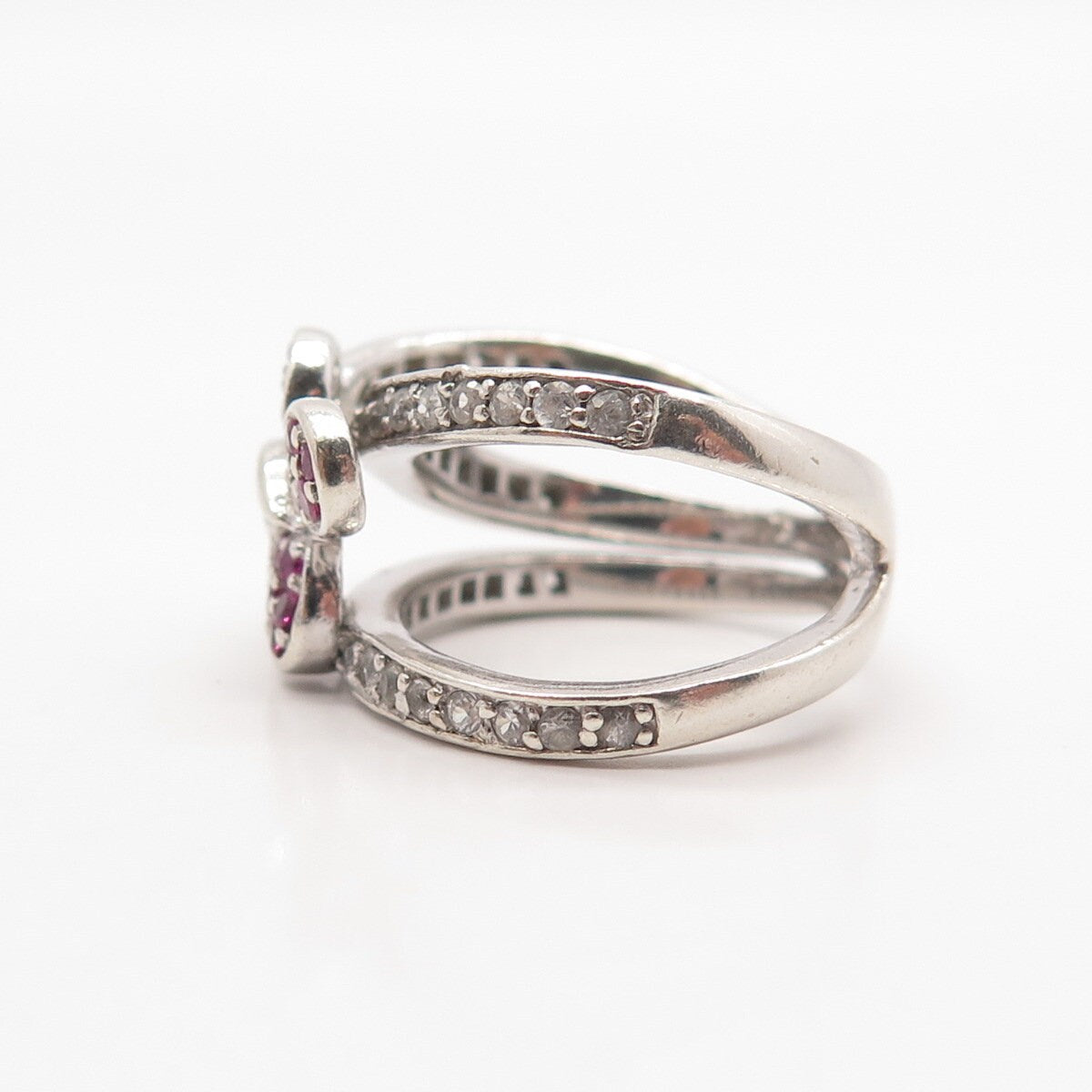 925 Sterling Silver Ariel Lab-Created White & Pink Sapphire Ring Size 5.25