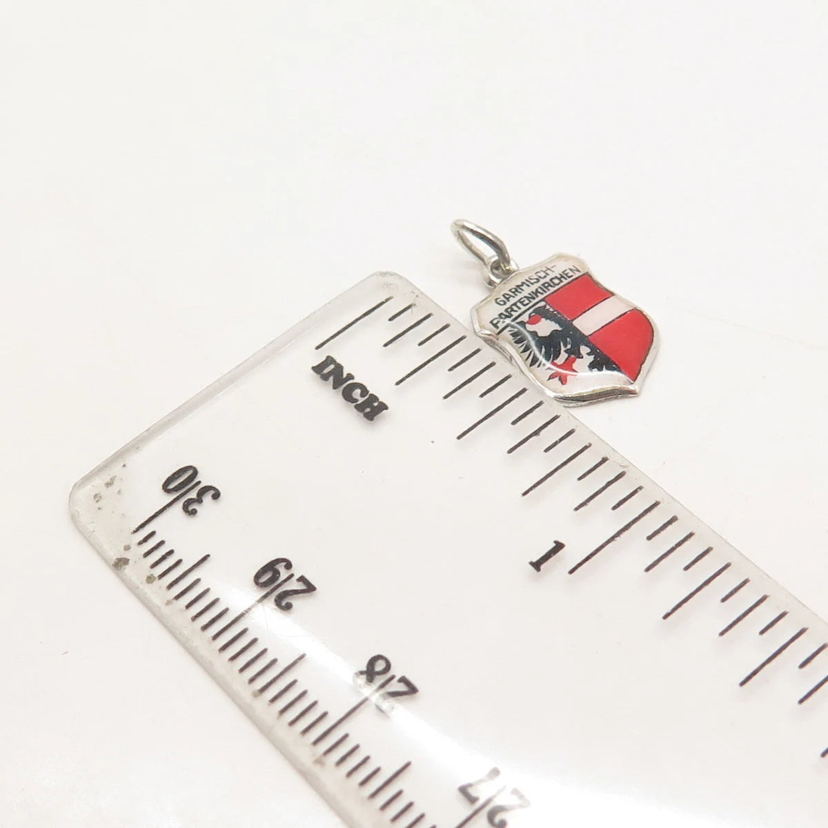 835 Silver Vintage Enamel "Garmisch-Partenkirchen" Coat of Arms Charm Pendant