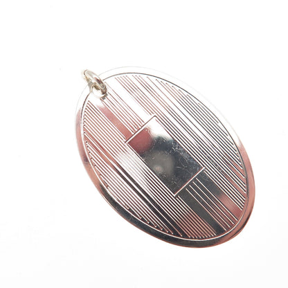 925 Sterling Silver Vintage Engravable Oval Tag Charm Pendant