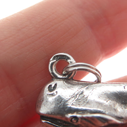 GUGLIELMO CINI 925 Sterling Silver Vintage Whale Minimalist 3D Charm Pendant