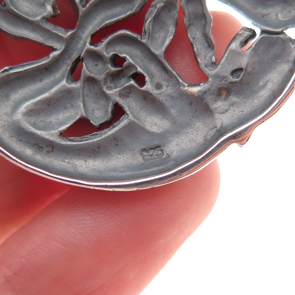 925 Sterling Silver Vintage Celtic Dragon Oxidized Pin Brooch / Pendant