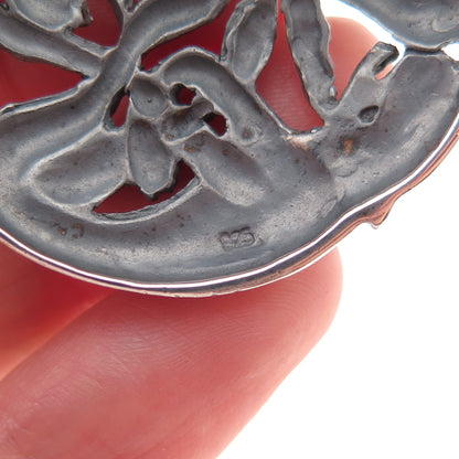 925 Sterling Silver Vintage Celtic Dragon Oxidized Pin Brooch / Pendant