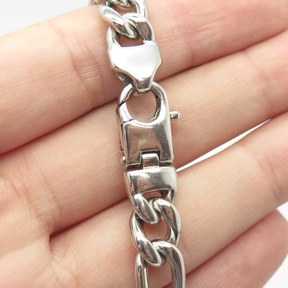 925 Sterling Silver Vintage Phillip Gavriel Italy Figaro Link Bracelet 8.25"