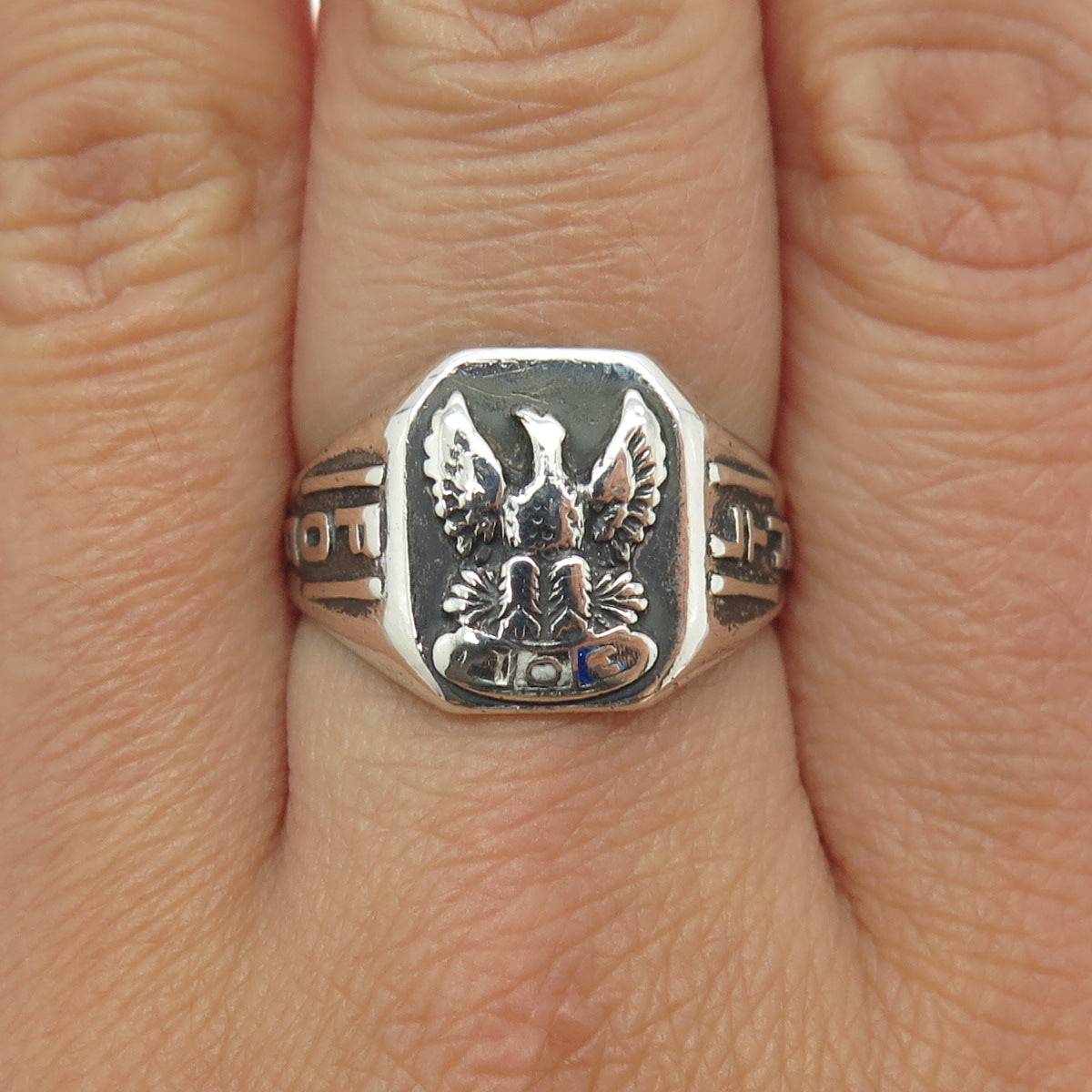 925 Sterling Silver Antique Art Deco Fraternal Order Of Eagles Ring Size  8.5