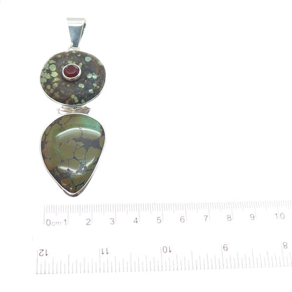 MICHAEL SCHMALTZ ALGONQUIN Old Pawn 925 Sterling Carnelian & Turquoise Pendant