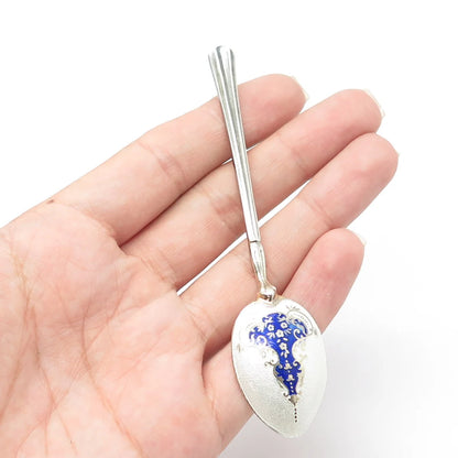 TURNER & SIMPSON Sterling Silver Vintage 1962 England Enamel Coffee Spoon
