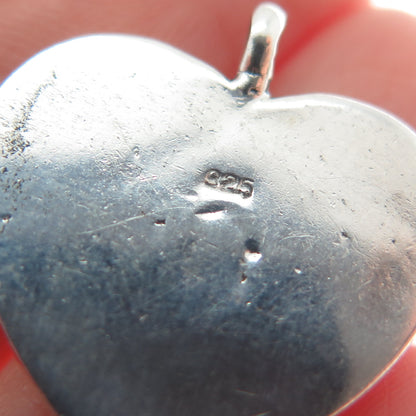 925 Sterling Silver Vintage Love Heart Tag Minimalist Charm Pendant