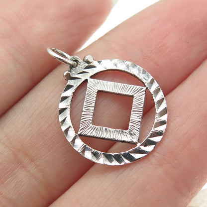 925 Sterling Silver Vintage Geometric Textured Pendant