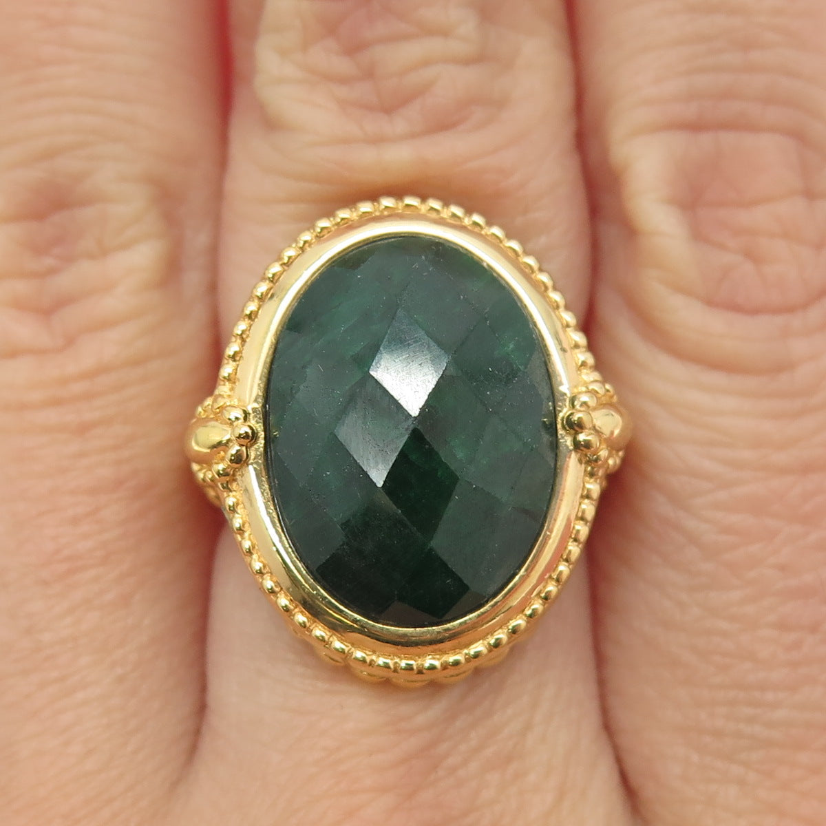 CHAPAL ZENRAY Sterling Silver Gold Plated Vintage Ruby Zoisite Ring Size 5.75