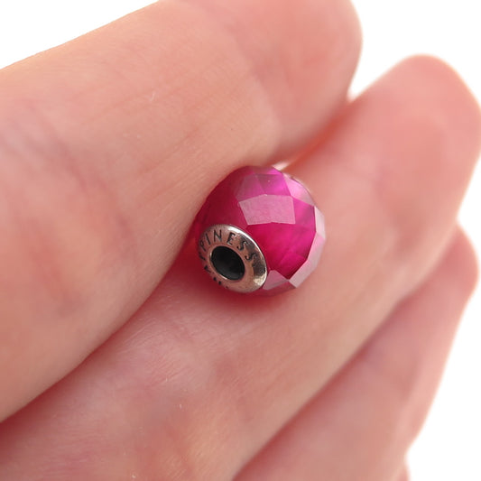 Pandora 925 Sterling Silver Real Ruby Essence Happiness Slide Bead Charm