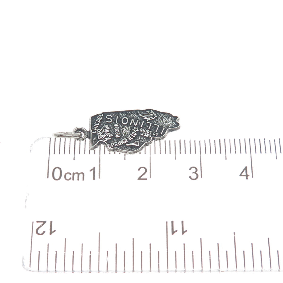 FRENCH & FRANKLIN Sterling Silver Vintage Illinois Oxidized Minimalist Pendant