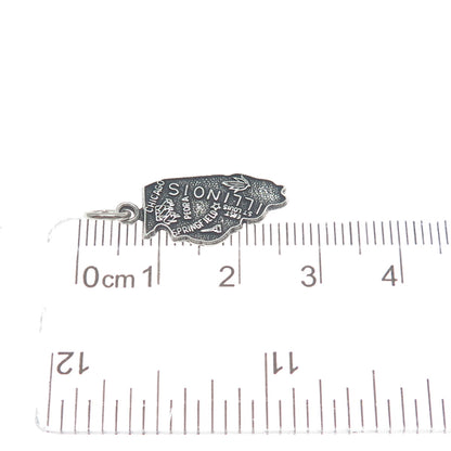 FRENCH & FRANKLIN Sterling Silver Vintage Illinois Oxidized Minimalist Pendant