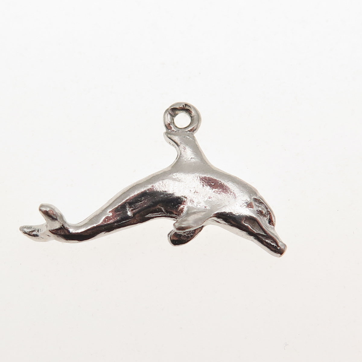 925 Sterling Silver Vintage Friendly Dolphin 3D Mini Charm Pendant