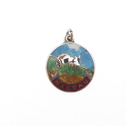Breadner Co. 925 Sterling Silver Vintage Enamel Nassau Charm Pendant