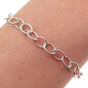 925 Sterling Silver Vintage Oval Link Bracelet 7.5"