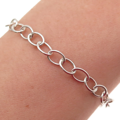 925 Sterling Silver Vintage Oval Link Bracelet 7.5"