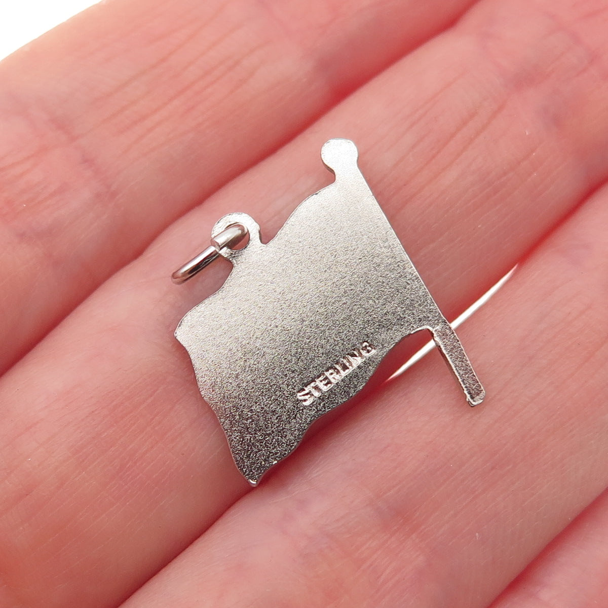 925 Sterling Silver Vintage Enamel United Nations Flag Mini Charm Pendant