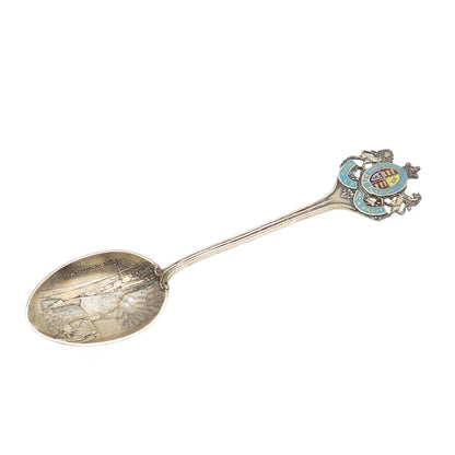 925 Sterling Antique Art Deco Canada Enamel Halifax Coat of Arms Coffee Spoon