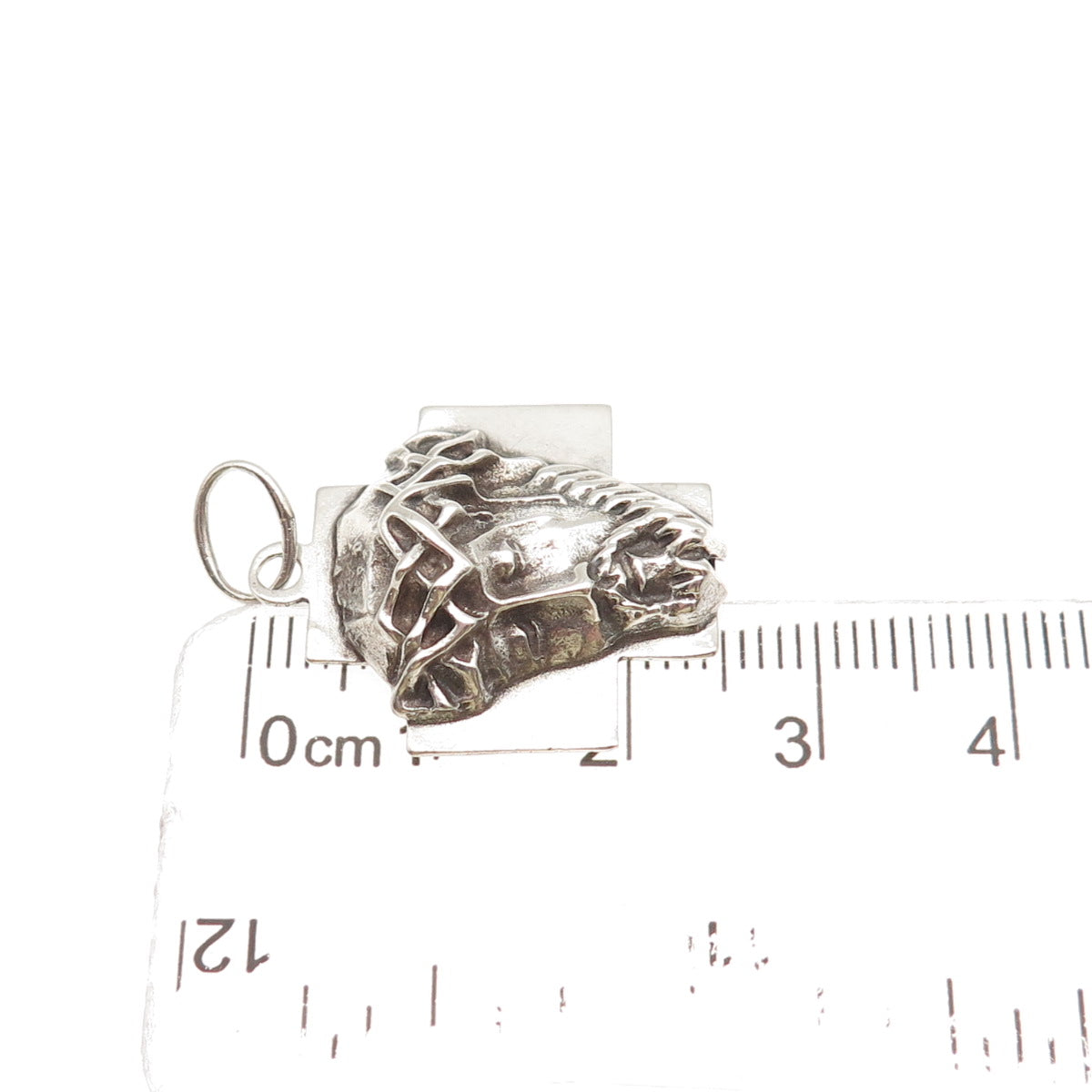 925 Sterling Silver Vintage Jesus Cross Oxidized Charm Pendant