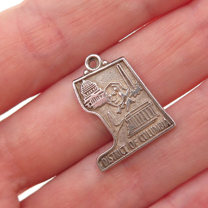 Maisels 925 Sterling Silver Vintage District of Columbia Oxidized Charm Pendant