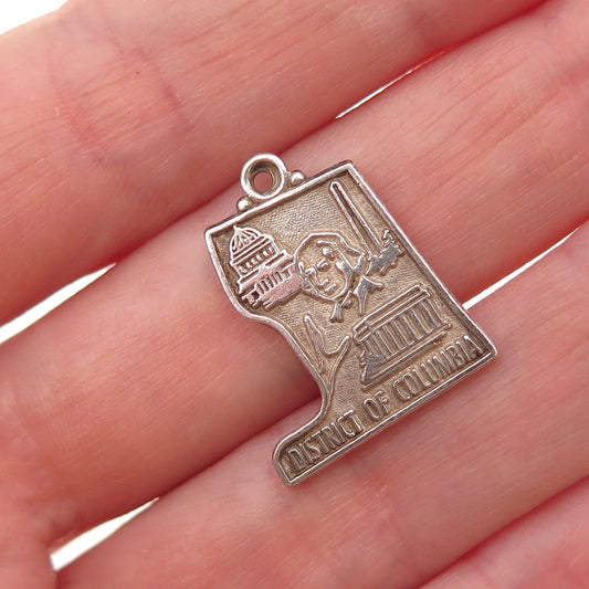 Maisels 925 Sterling Silver Vintage District of Columbia Oxidized Charm Pendant