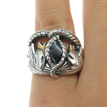 NLP TNC INC 925 Sterling Silver Vintage Real Black Onyx Snake Ring Size 6.25