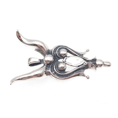 950 Silver Vintage Evil Heart Modernist Oxidized Pendant