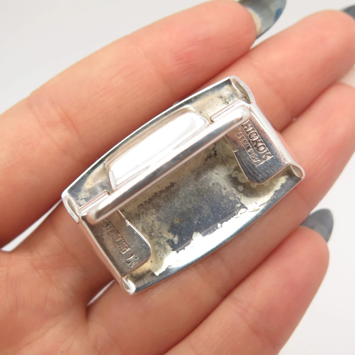 925 Sterling Silver Antique U.S.A Hickok Striped Belt Buckle