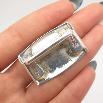 925 Sterling Silver Antique U.S.A Hickok Striped Belt Buckle