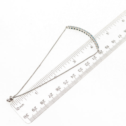Chuck Clemency 925 Sterling Silver Real Turquoise Adjustable Bracelet 6-9.75"