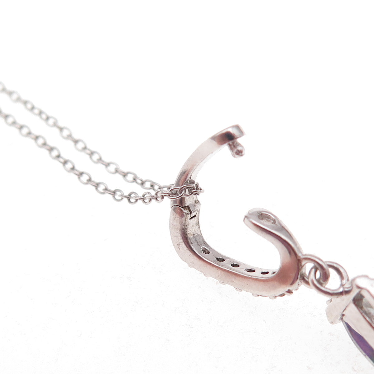 925 Sterling Silver Real Mystic Quartz & C Z Cable Chain Necklace 18"