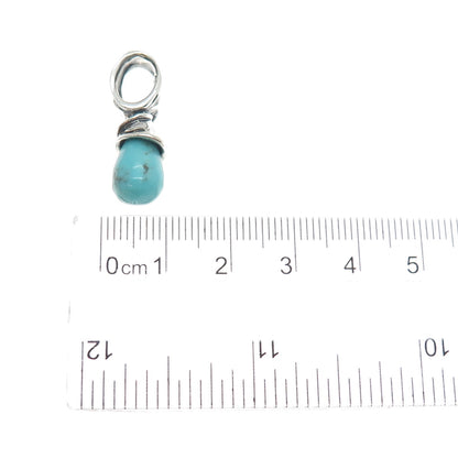 925 Sterling Silver Vintage Real Tyrone Turquoise Modernist Charm Pendant