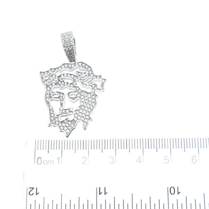DESIGNS BY YAGI 925 Sterling Silver Round-Cut C Z Sparkle Jesus Charm Pendant