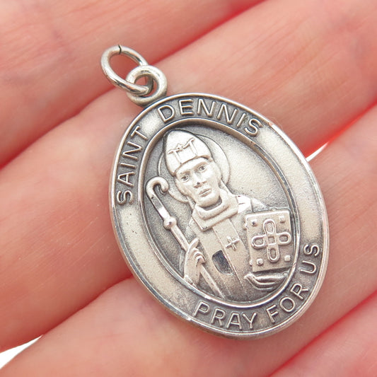 925 Sterling Silver Vintage JCC St. Dennis Religious Charm Pendant