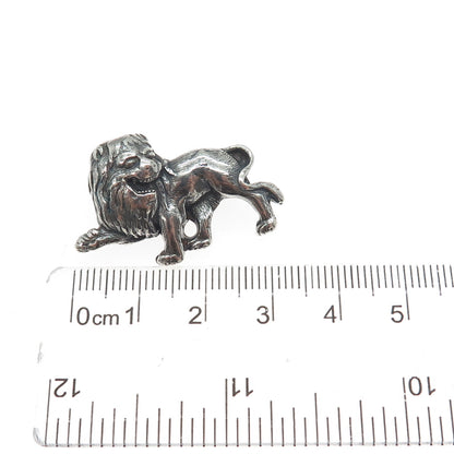925 Sterling Silver Vintage Lion Oxidized Pin Brooch