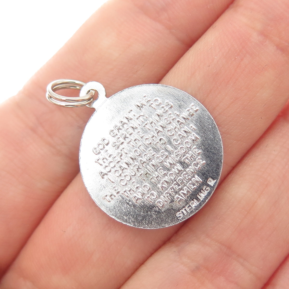 WELLS 925 Sterling Silver Vintage Prayer Hands Religious Charm Pendant