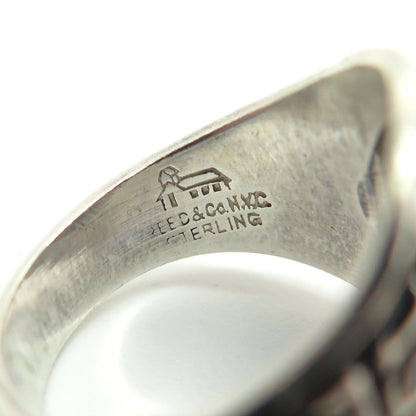 REED & CO Sterling Silver Vintage Lab-Sapphire Hudde 1985 School Ring Size 6.75