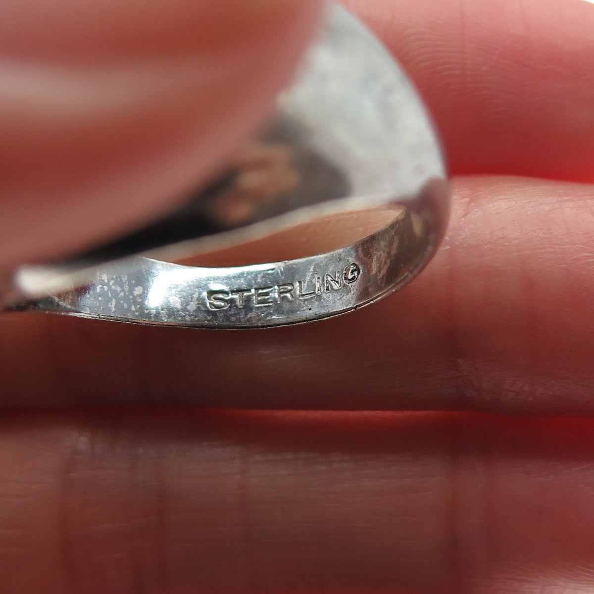 925 Sterling Silver Vintage Coat of Arms of Navarre Oxidized Signet Ring Size 10