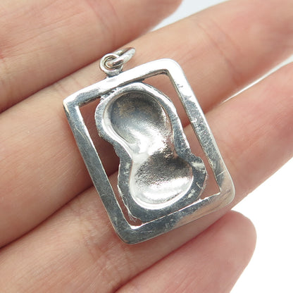 925 Sterling Silver Vintage Victorian Lady Oxidized Pendant