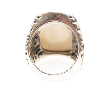 Ken Crafts 925 Sterling Silver Vintage Real MOP Oxidized Ring Size 6