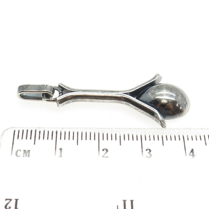 925 Sterling Silver Vintage Squash Blossom Modernist Oxidized Pendant
