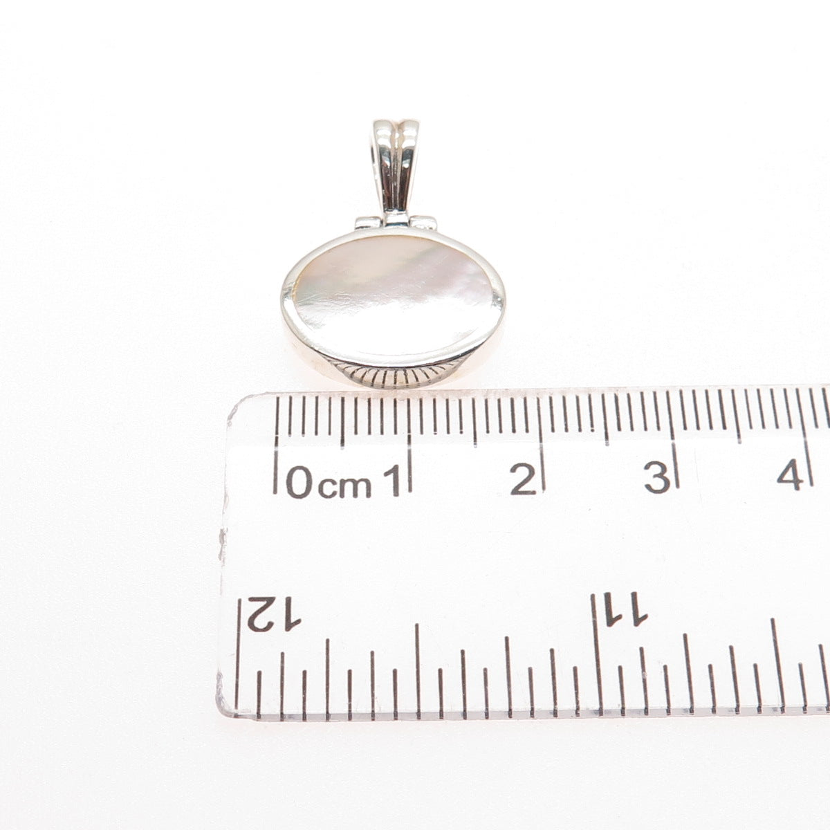 ATI ANNIKA WITT 925 Sterling Silver Vintage Real MOP Modernist Charm Pendant