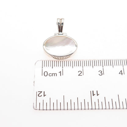 ATI ANNIKA WITT 925 Sterling Silver Vintage Real MOP Modernist Charm Pendant