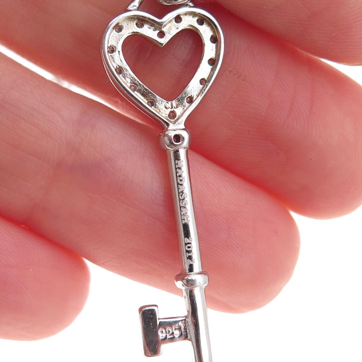 Hadassah 925 Sterling Silver 2012 Round-Cut C Z Ket Cable Chain Necklace 18"